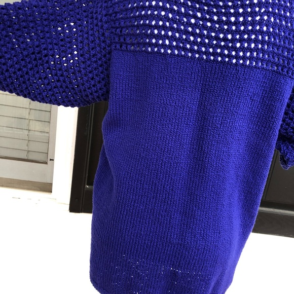 Hand knitted royal blue merino wool sweater tunic - Picture 5 of 8